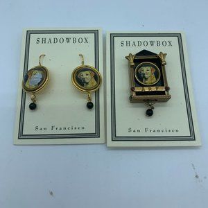 Shadowbox Yellow Lab Earrings and Pin